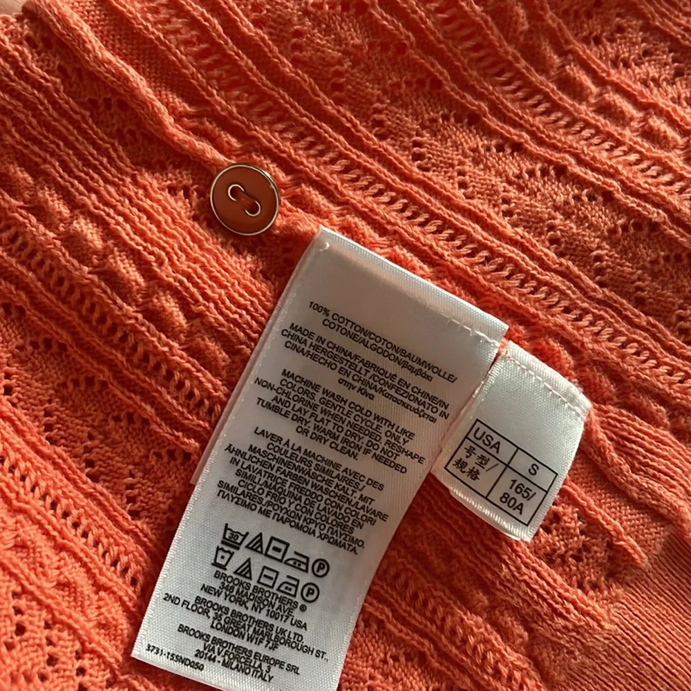 Brooks Brothers, orange cardigan, size small - Picture 6 of 8